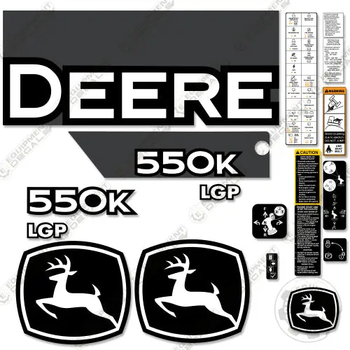Fits John Deere 550K Decal Kit Dozer Crawler (New Style) 1