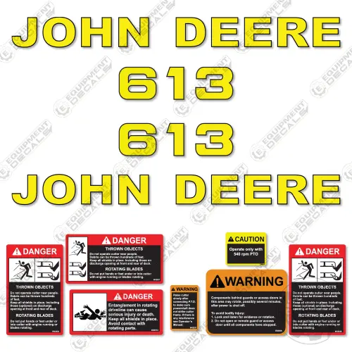 Fits John Deere 613 Decal Kit Rotary Cutter 1
