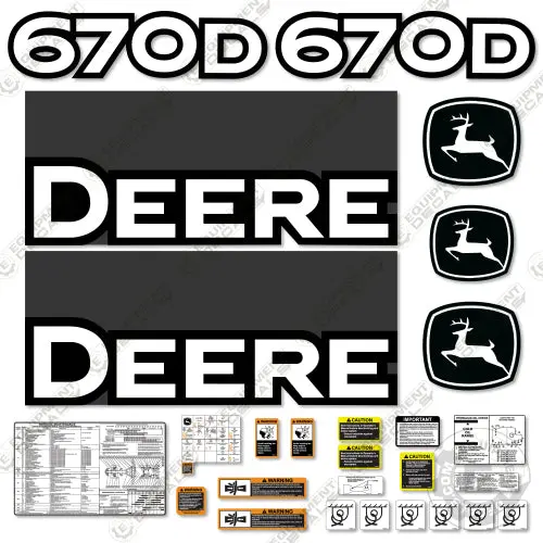 Fits John Deere 670D Decal Kit Motor Grader (2004-2009) - Scraper 1