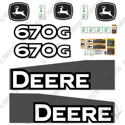 Fits John Deere 670G Decal Kit Motor Grader (2014-2019) - Scraper 1