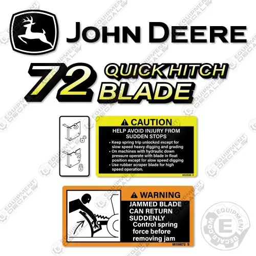 Fits John Deere 72 Quick Hitch Decal Kit Blade 1