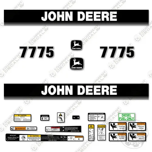 Fits John Deere 7775 Decal Kit Skid Steer 1