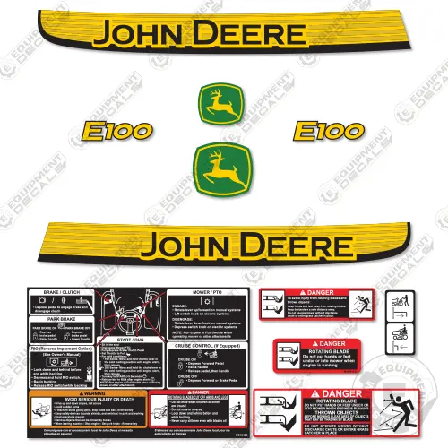 Fits John Deere E100 Decal Kit Mower 1