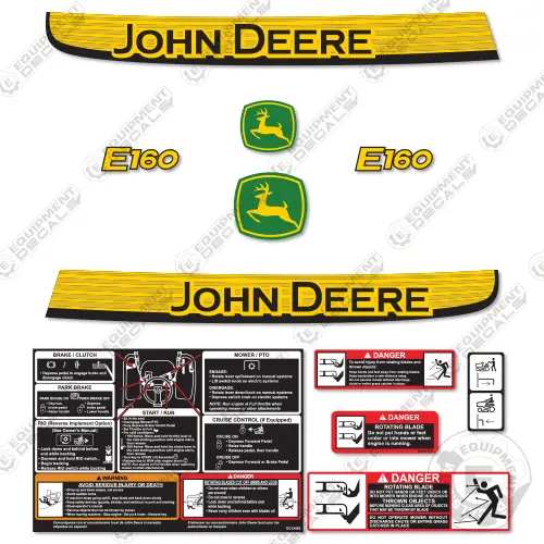 Fits John Deere E160 Decal Kit Mower 1