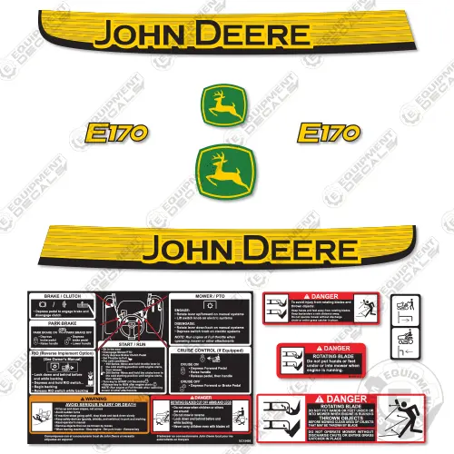 Fits John Deere E170 Decal Kit Mower 1