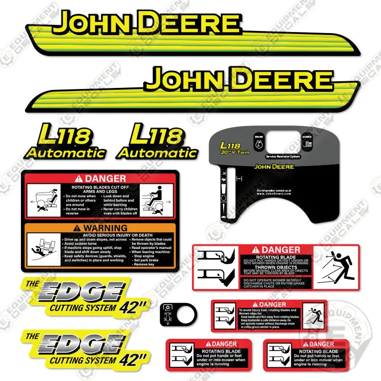 John Deere L118 Decal Kit Riding Mower 1