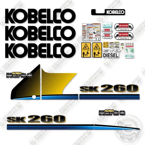 Fits Kobelco Sk260-8 Decal Kit Excavator 1