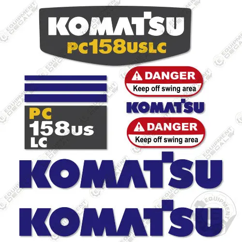 Fits Komatsu Pc158us-2 Decal Kit Excavator (Custom Modern Style) 1