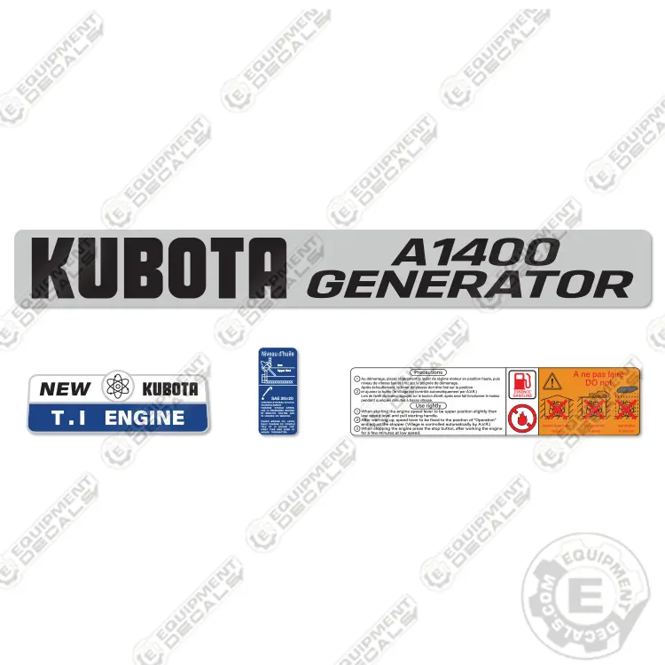 Fits Kubota A1400 Decal Kit Generator 1