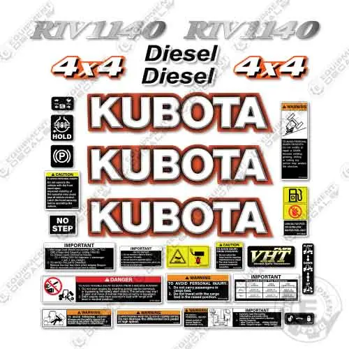 Fits Kubota Rtv1140 Utility Vehicle Decal Kit 1