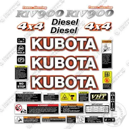 Fits Kubota Rtv-900 Utility Vehicle Decal Kit 1