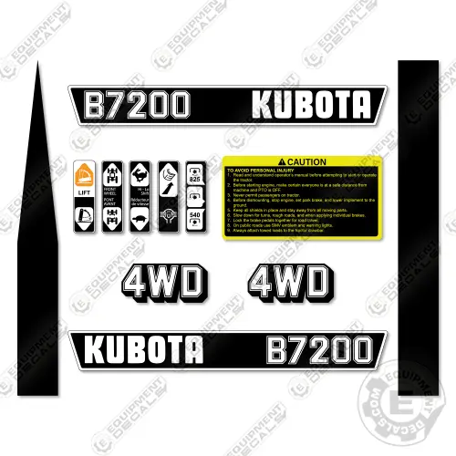 Fits Kubota B7200 Decal Kit Tractor 1