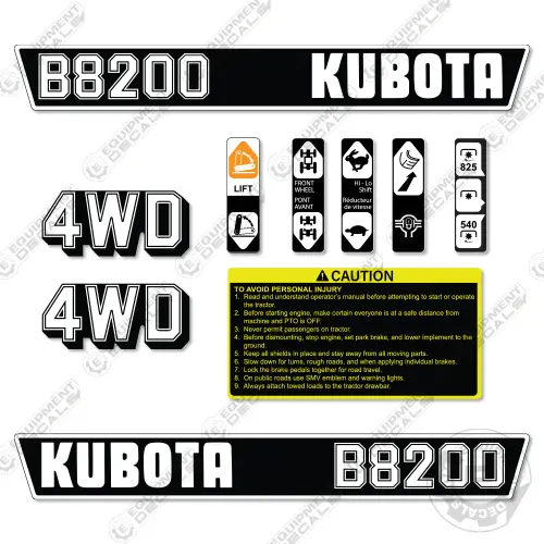 Fits Kubota B8200 Decal Kit Tractor 1