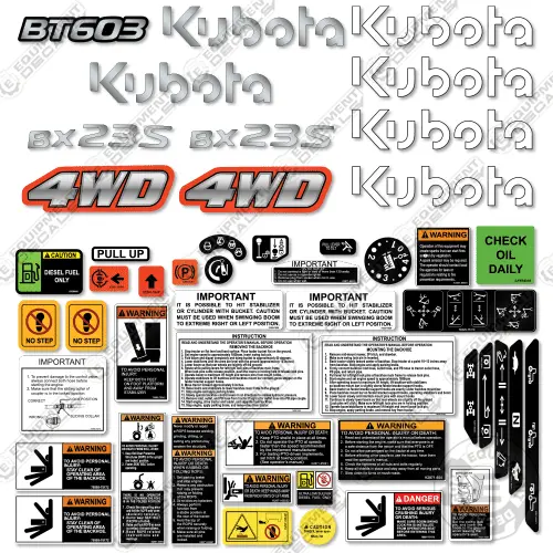 Fits Kubota Bx23s Decal Kit Tractor - New Style! 1