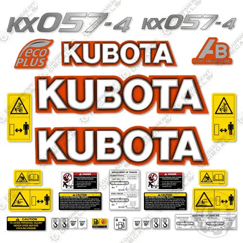 Fits Kubota Kx057-4 Mini Excavator Decal Kit 1