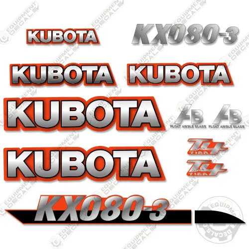Fits Kubota Kx080-3 Decal Kit Mini Excavator 1