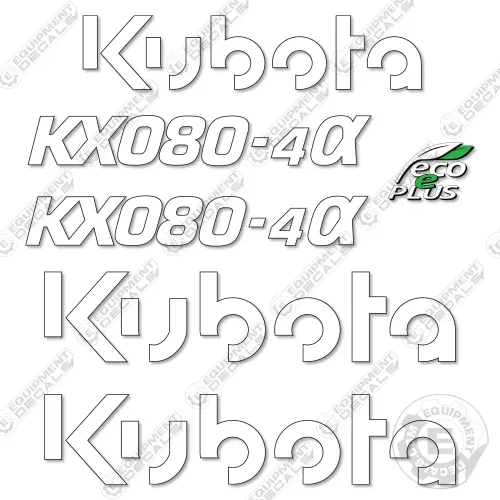 Fits Kubota Kx080-4A Mini Excavator Decal Kit 1