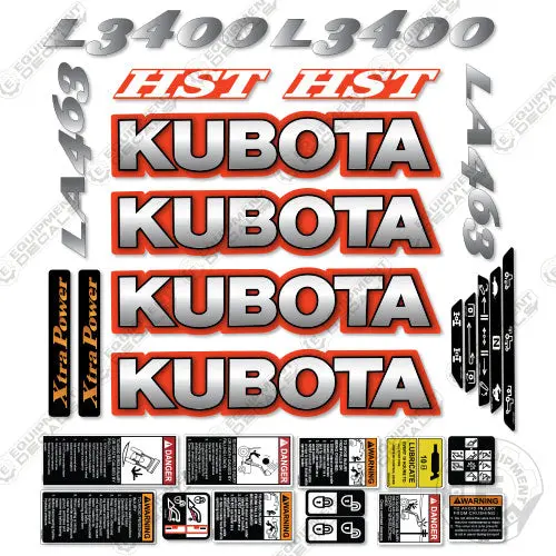Fits Kubota L3400 + La463 Decal Kit Tractor 1