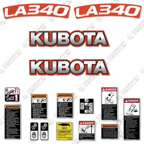 Fits Kubota La340 Decal Kit Tractor Front End Loader Attachment 1