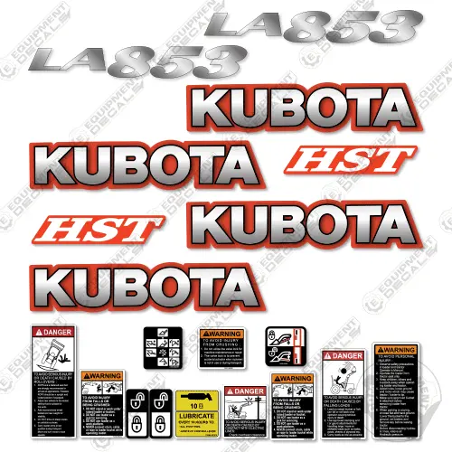 Fits Kubota La853 Decal Kit Tractor (With Warnings) 1