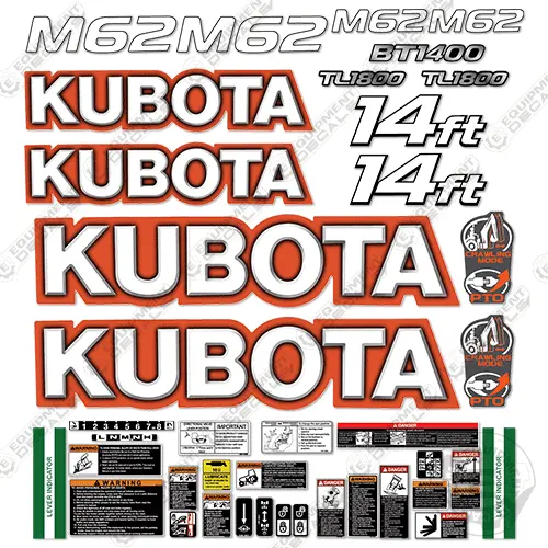Fits Kubota M62 Decal Kit Tractor Backhoe 1