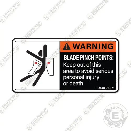 Fits Kubota Blade Pinch Point Warning Decal Mini Excavator 1