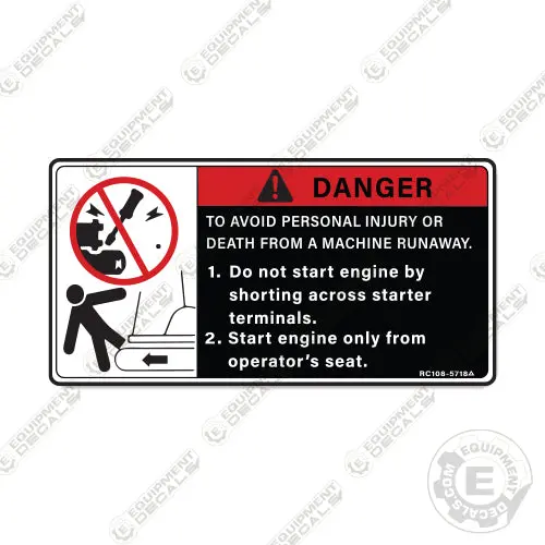 Fits Kubota Runaway Machine Warning Decal Mini Excavator 1