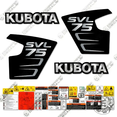 Fits Kubota Svl 75 Skid Steer Decal Kit - Custom Black 1