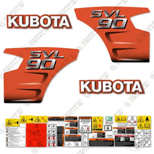 Fits Kubota Svl-90 Decal Kit Skid Steer 1