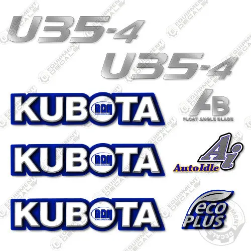 Fits Kubota U35-4 Decal Kit Mini Excavator (Custom For Rdh) 1