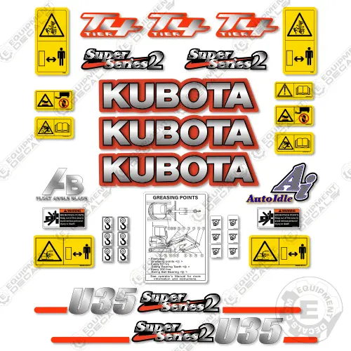 Fits Kubota U35 Series 2 Decal Kit Mini Excavator 1