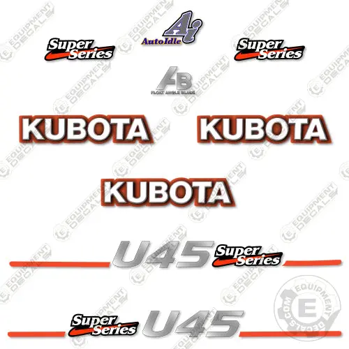 Fits Kubota U45 Decal Kit Mini Excavator 1