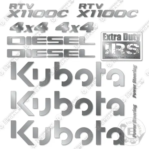 Fits Kubota Rtvx1100c Utility Vehicle Decal Kit - Custom Silver! 1