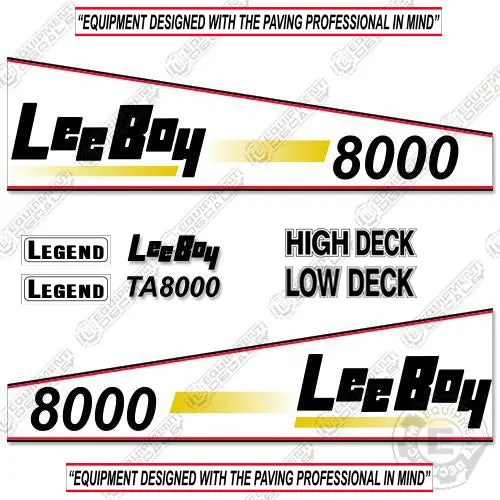 Fits Leeboy 8000 Asphalt Paver Decal Kit 1