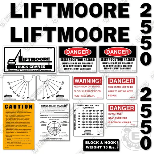 Fits Liftmoore 2550 Decal Kit Crane Truck 1