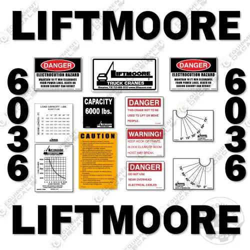 Fits Liftmoore 6036 Decal Kit Crane Truck 1