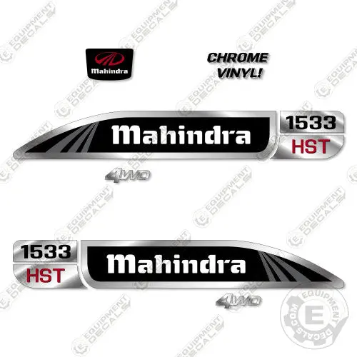 Fits Mahindra 1533 Decal Kit Tractor (Chrome/Black) 1