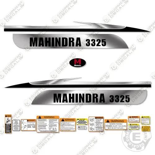 Fits Mahindra 3325 Decal Kit Tractor (Metallic Silver/Black) 1