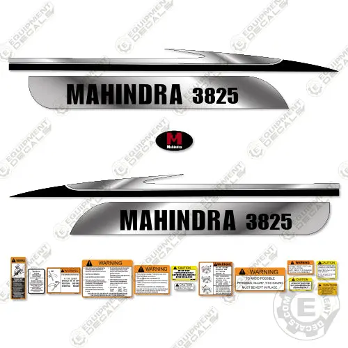 Fits Mahindra 3825 Decal Kit Tractor (Metallic Silver/Black) 1