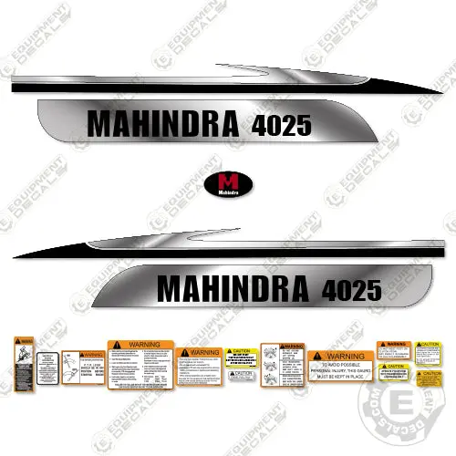 Fits Mahindra 4025 Decal Kit Tractor (Metallic Silver/Black) 1