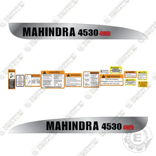 Fits Mahindra 4530 Decal Kit Tractor (Metallic Silver/Black) 1