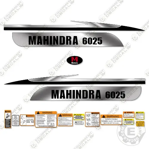 Fits Mahindra 6025 Decal Kit Tractor (Metallic Silver/Black) 1