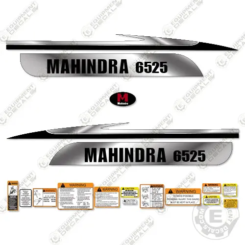 Fits Mahindra 6525 Decal Kit Tractor (Metallic Silver/Black) 1