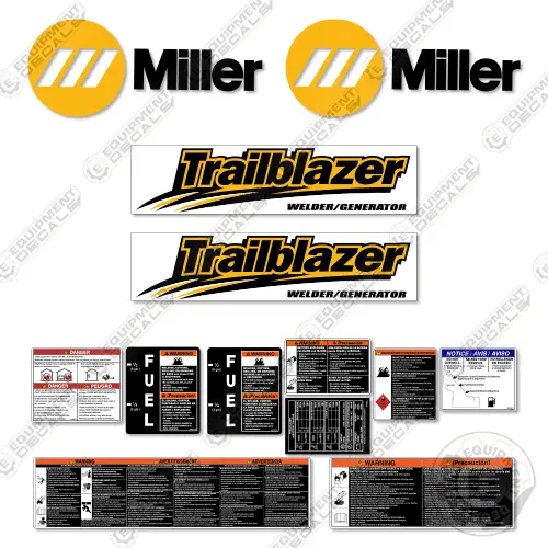 Fits Miller Trailblazer Decal Kit Generator Welder - Custom Yellow 1