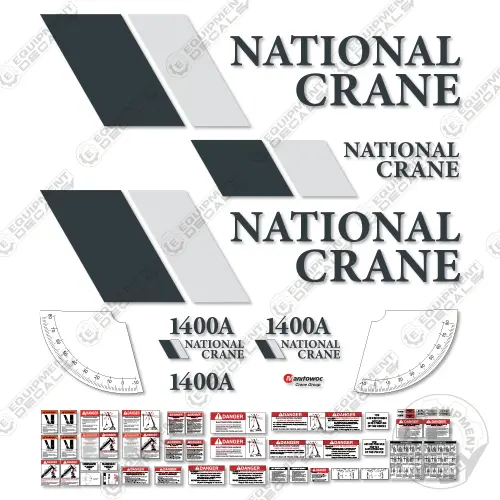 Fits National Crane 1400A Crane Truck Decal Kit 1