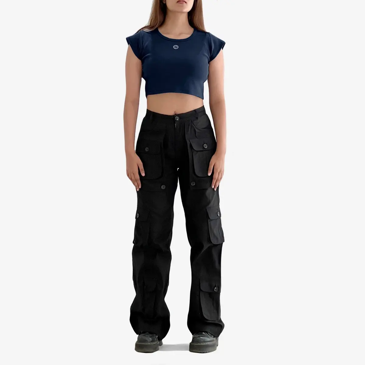 Navy Cap Sleeve Croptop 1