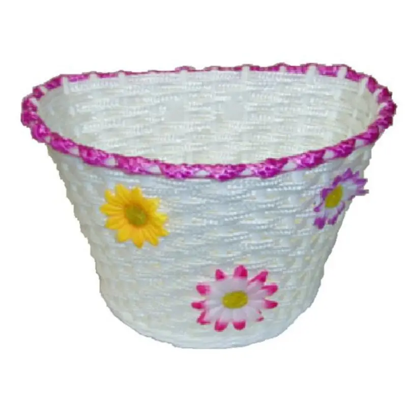 Kids Plastic Front Basket Flower - Dark Purple Rim 1