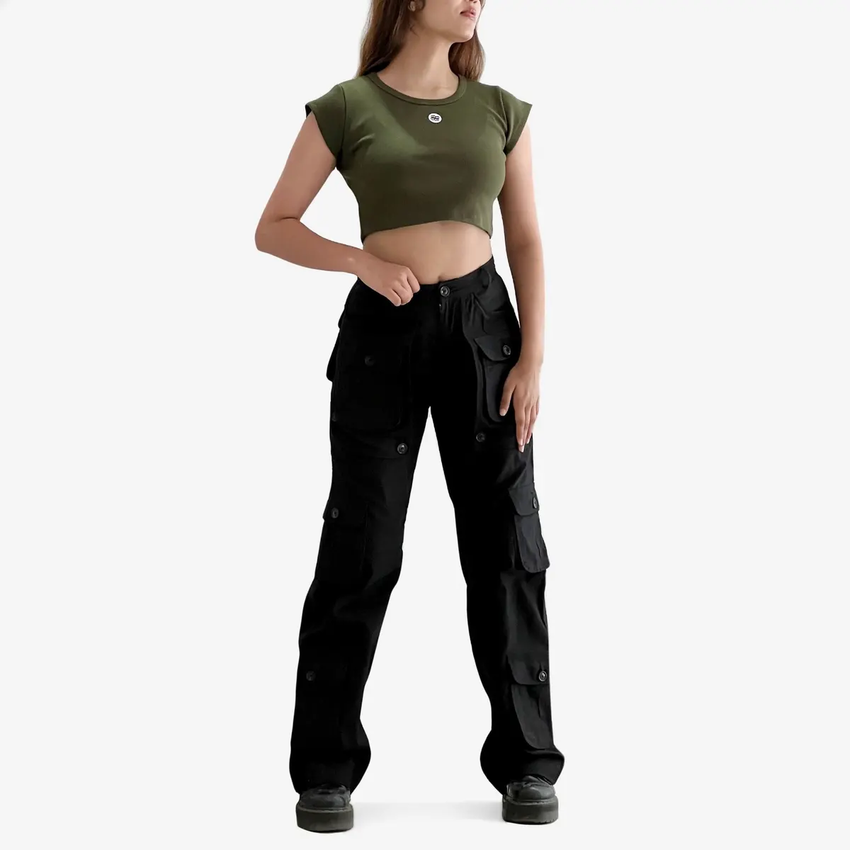 Olive Cap Sleeve Croptop 2