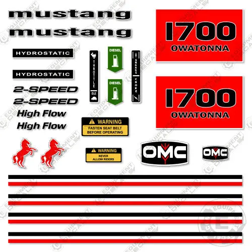 Fits Omc Mustang 1700 Decal Kit Skid Steer 1