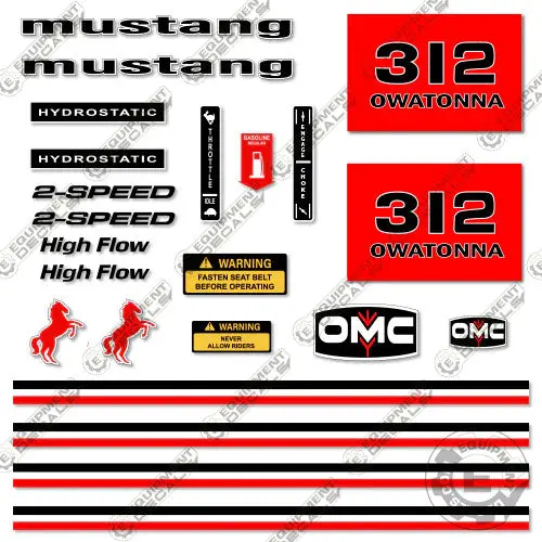 Fits Omc Mustang 312 Decal Kit Skid Steer 1